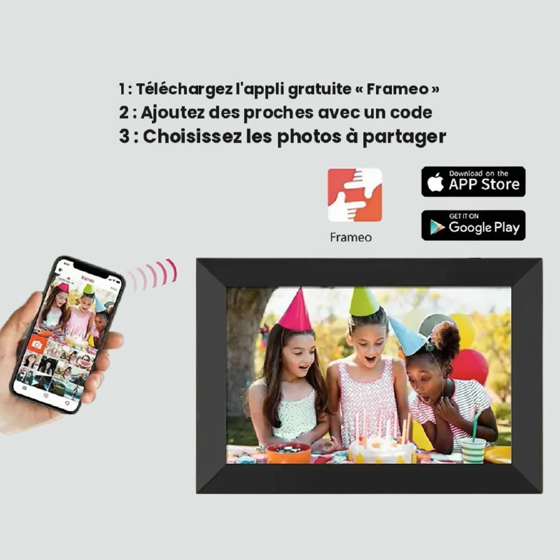 Cadre Photo Numérique WiFi 10.1" Écran Tactile – Idéal Cadeau Famille